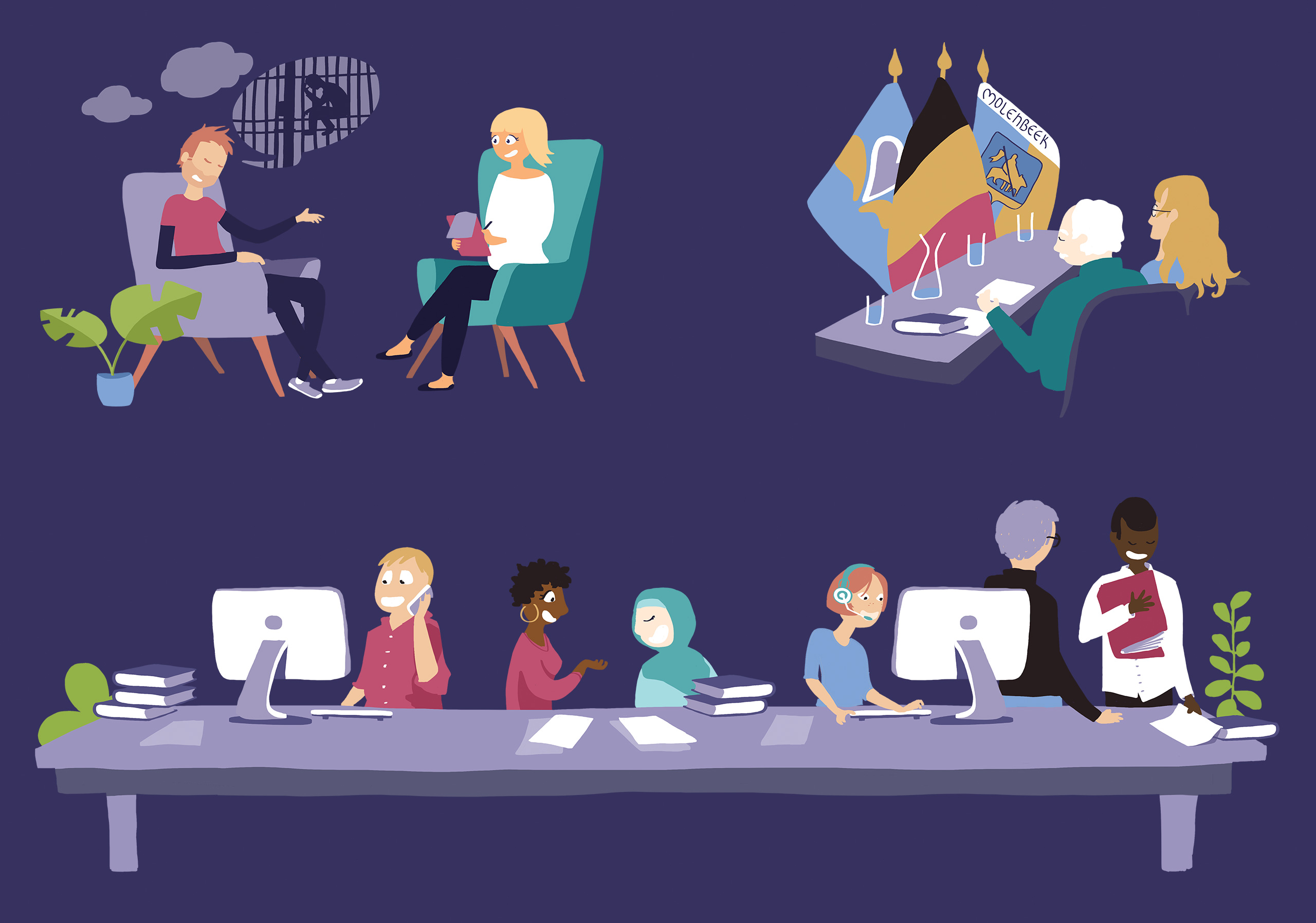 illustration personnes administration travail bureau